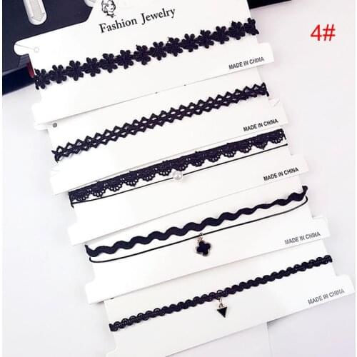 5Pcs/Set Lace Velvet Choker Star Chain Vintage Collar Necklace Jewelry Gifts for Women Girls SP99