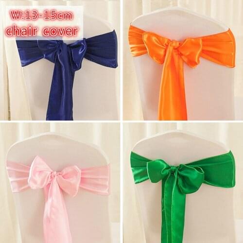 New Candy Colorful Satin Silk Cloth Chair Seat Back Cover Bow Sashes Bands DIY Ribbon For Wedding Christmas party Decor supplies