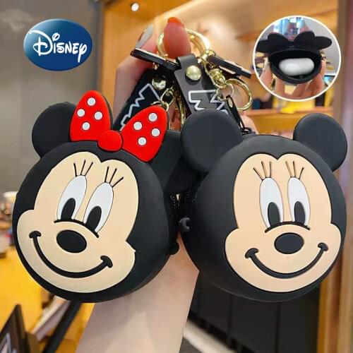 2021 New Disney Cute Children Silicone Keychain Fashion Girls Coin Purse Pendant Gift Cartoon Mickey Zipper Childrens Wallet
