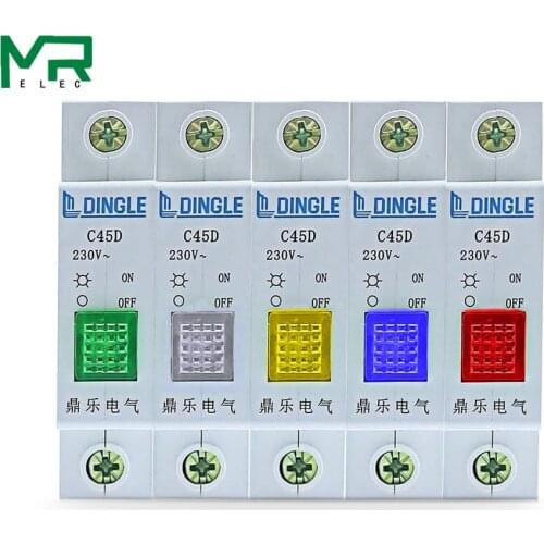 2019 NEW DZ47 type C45 Din Rail Mount circuit breaker indic ator light 230V red yellow green white blue h Circuit breaker