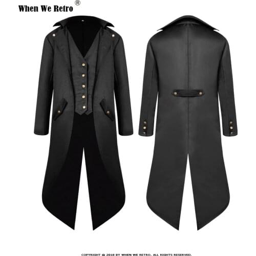 Men Medieval Victorian Costume Tuxedo Gentlema Tailcoat Gothic Steampunk Trench VD1983 Vintage Frock Outfit Coat for Men