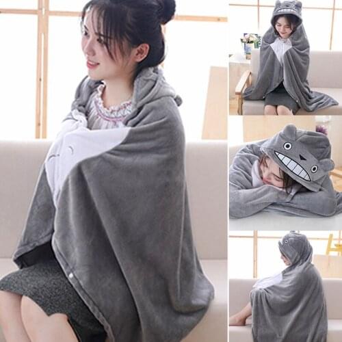 1pc 145/165cm Totoro Cape Cloak Plush Toy Hung out Blanket Air Conditioning Stuffed Mlanket Mantys Cape Coral Double Pola Gift