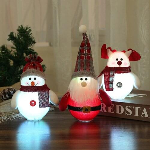 New Year LED Lighted Xmas Ornaments Santa Snowman Tree Pendant Doll Toys Christmas Hanging Decorations for Home Decor Party Gift