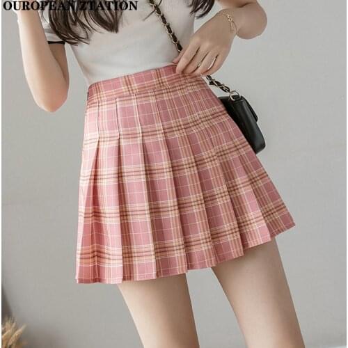 New Women Skirts Korean High Waist Plaid Mini Skirt Women School Girls Sexy Cute Pleated Skirt with Zipper Lining Y2K skirts