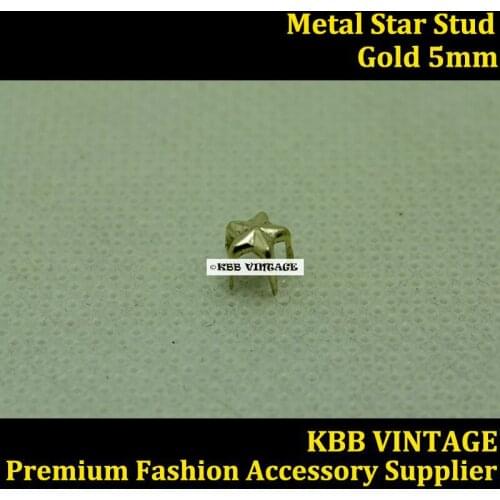 Wholesale Punk DIY Metal Star Stud 5mm in Gold with 5 Prong Claws for Leather Craft/Bag/Shoe/Clothing/Jacket