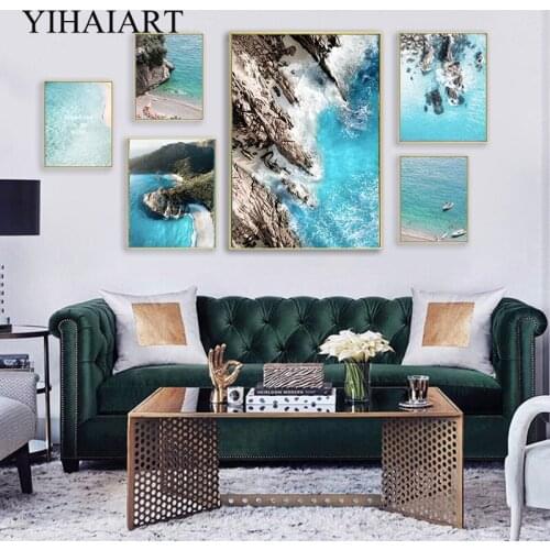 Nordic Landscape Poster Nature Seascape Mountain Wall Art Print Ocean Beach Painting Scandinavian Living Room Decoration Picture