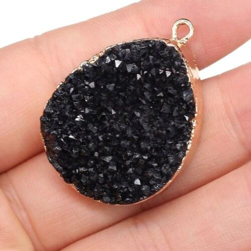 New Natural stone pendant drop type black quartzs plated pendant necklace for DIY jewelry best birthday gift size 25x35mm