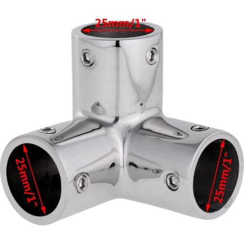 Premium 1'' 25mm 3 Way Corner Elbow Boat Hand Rail Fitting Marine Hardware DIY Accessories