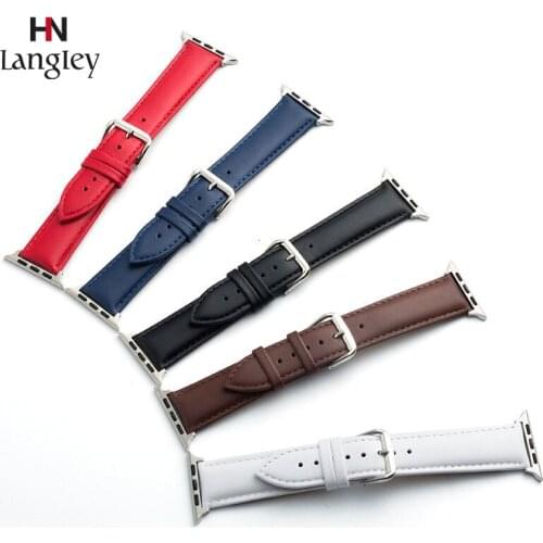 Carouse Cowhide Watchband For Apple Watch Band Series SE/6/5/4/3/2/1 42mm 38mm Leather Strap for iWatch Bracelet 44mm 40mm 2020