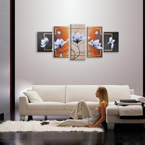 Hand painted oil painting on canvas Flower painting Hotel decoration family decorates art oil painting FL5-006