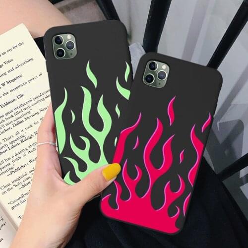 SE 2020 6S plus Soft TPU Silicone phone case cover for iPhone 7 8 plus X Xs max 12 11 Pro Max XR green rose flame Back Cover
