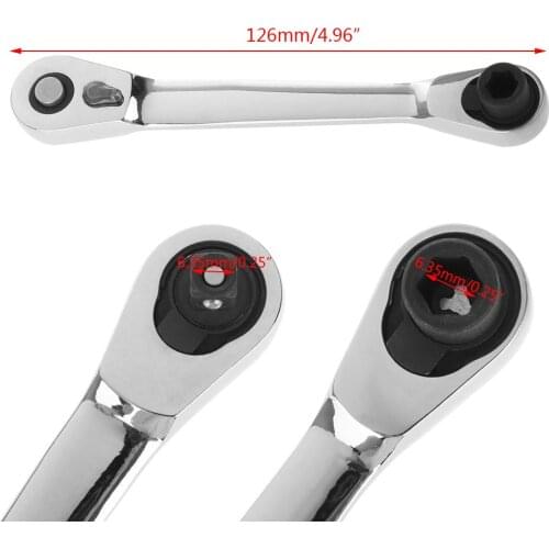 1/4" Dual Head Square Ratchet Socket Wrench Hex Bit Driver Screwdriver 72-Tooth