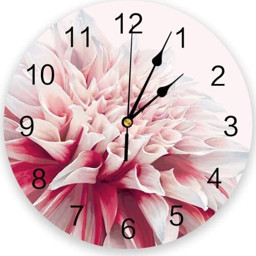 Pink Flower Modern Wall Clock For Home Office Wall Decoration Living Room Bathroom Decor Needle Hanging Watch