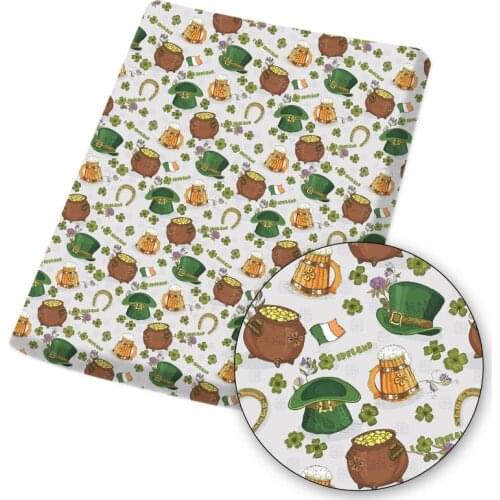 St. Patricks Day Polyester Cotton Fabric for Dress Designer Fabric for Sewing Printed Cloth Sheets Handmade Masks 45*145cm 1pc