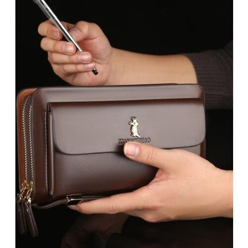 Yesetn Bag 110819 popular mens handbag Pu double zipper handbag wallet business bag purse