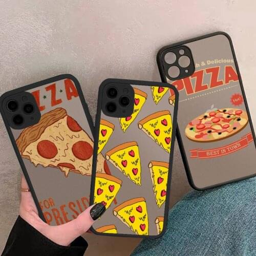 Funny design food cartoon pizza Phone Case For iphone 12 11 8 7 plus mini x xs xr pro max matte transparent cover