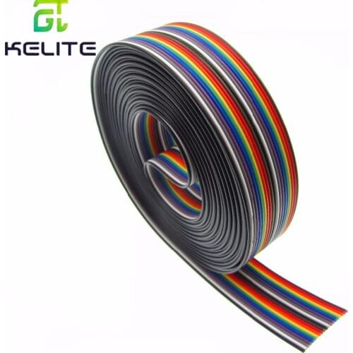1 meter 1.27mm Spacing Pitch10 20 40 WAY 10P 20P 40P Flat Color Rainbow Ribbon Cable Wiring Wire For PCB DIY 10 20 40 Way Pin