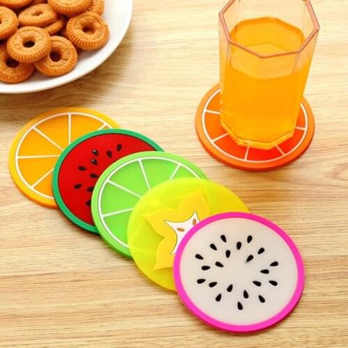 New 1PC Warm Fruit Coaster Cup Shaped Silicone Pad Non-Slip Pad Insulation Cup Beverage Holder Doormat Pad Table Decoration Mats