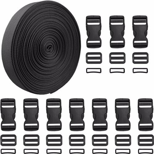 10pc/set Buckle 1 Roll Fixed Belt 10 Meters Nylon Webbing Adjustable Buckle Outdoor Camping Tactical Backpack Accessories