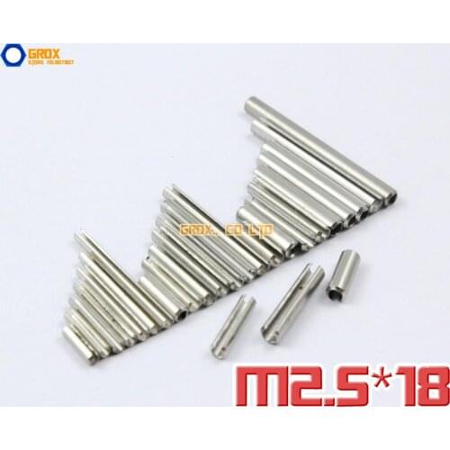 100 Pieces M2.5 x 18mm 304 Stainless Steel Slotted Spring Tension Pin Sellock Roll Pin