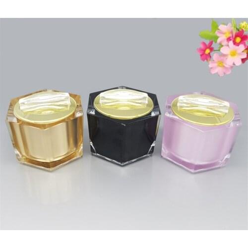 20g High-grade Empty Cosmetic Packaging Hexagon Acrylic Eye/Face Cream Jar Small Sample Refillable bottle Cosmetic Container