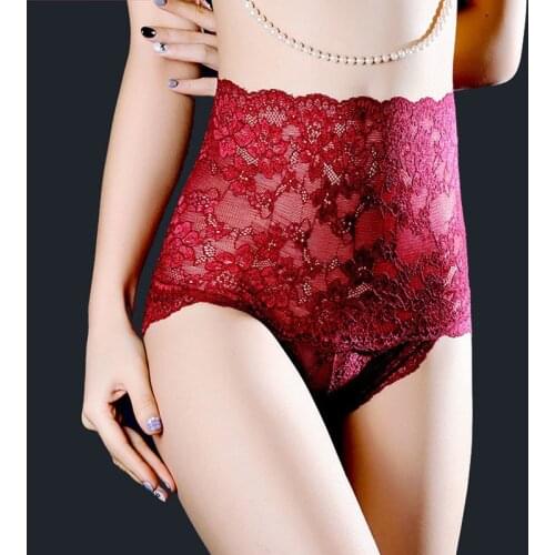 3 Pieces Plus Size Butt Lifter Panties Women Sexy High Waist Seamless Panties Lace Flowers Tummy Control Knickers Female Briefs