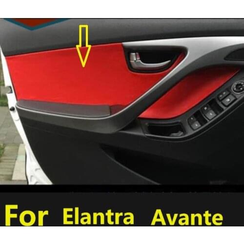 4PCS Microfiber Front / Rear Door Panel Leather Cover Protective Trim For Hyundai Elantra Avante with Mount Fittings decoration