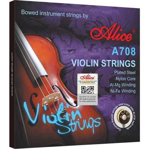 Alice High-End A708 Violin Strings A FULL Set Stainless Steel Nylon Core Silver Aluminum Alloy Wound