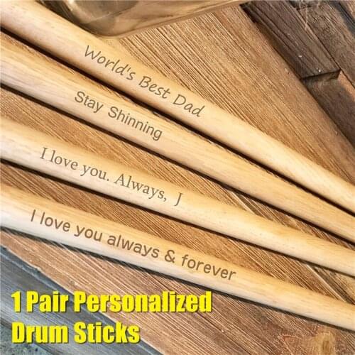 Drumsticks 1 Pair Personalized Custom Drummer Gift Size 5A Laser Engraved Maple Tips Wood Drum sticks Musician Dropshipping -35