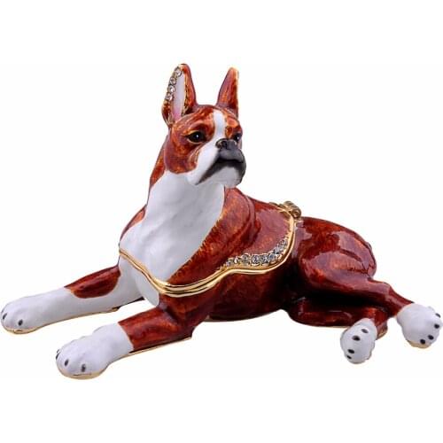 Boxer Dogs Trinket & Jewelry Box Ring Holder Necklace Container Pet Lover Gifts Dog Figurine Novelty Gifts