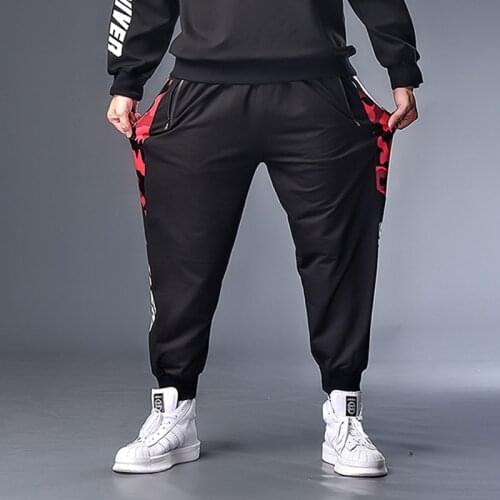 Big Size 7XL Pencil Pants Men Joggers Sweatpants Baggy Pants Camouflage Patchwork Streetwear Trousers Elastic Waist Male HX610