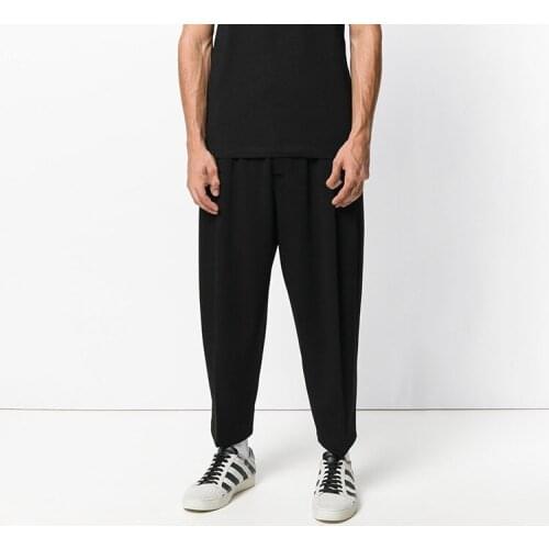 2020 Mens Cotton Linen Trousers Summer Men Casual Solid Elastic Waist Pants Male Chinese Style Vintage Loose Pants
