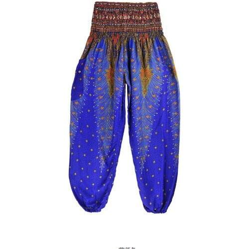 30pcs/lot Summer Beach Harem Pants Plus Size Bohemian High Waist Pants Fashion Boho Printed full pants