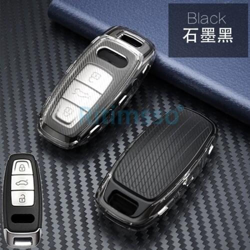 Carbon Fiber Pattern TPU Car Key Case Cover for Audi A3 A4 B9 A6 C8 A7 S7 4K A8 D5 S8 Q7 Q8 SQ8 E-tron 2018 2019 2020 2021