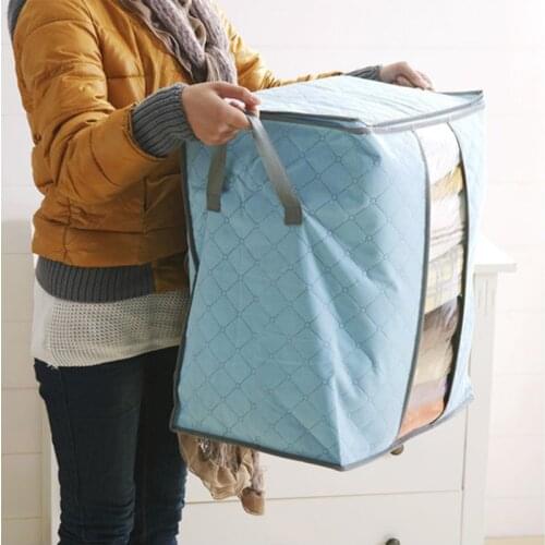 Travel Bags Storage Box Portable Organizer Fold Large Non Woven Breathable Bamboo Clothing Underbed Pouch Cube Suitcase FB0084