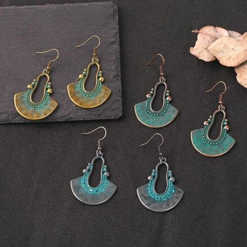 Ethnic Dangle earrings 3 Colors ancient fan-shaped Drop Earrings Women Jewelry Earrings for women festival elegant gifts