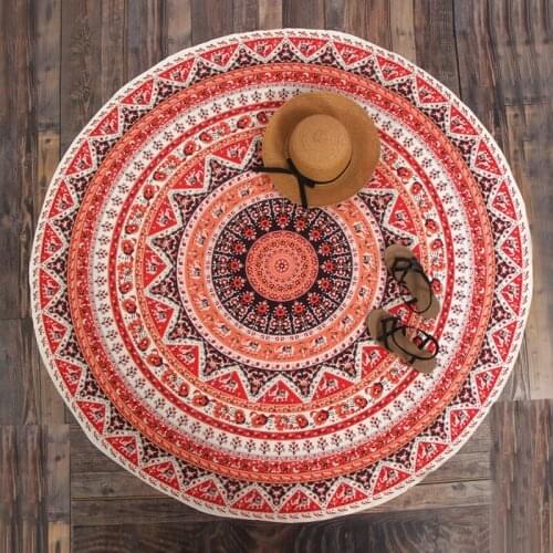 European geometric flower Tapestry Mandala Bohemia Round Beach Towel Shawl Home Decorative 150Cm Cover Cloth Outdoor Yoga Mat