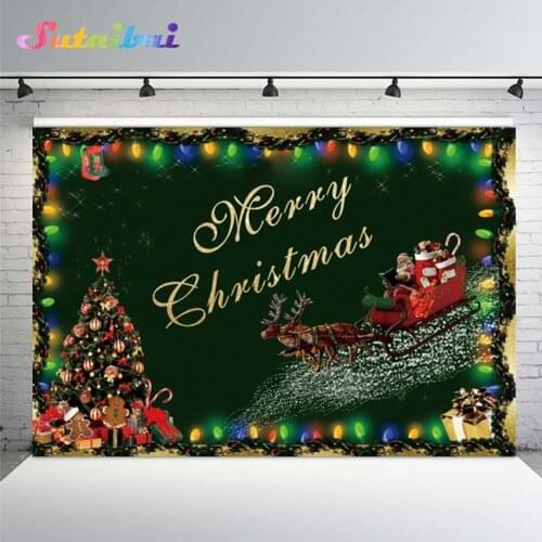 Merry Christmas Photography Background Xmas Tree Gifts Gingerbread Family Party Backdrop for Photo Studio Photocall Banner Vinyl