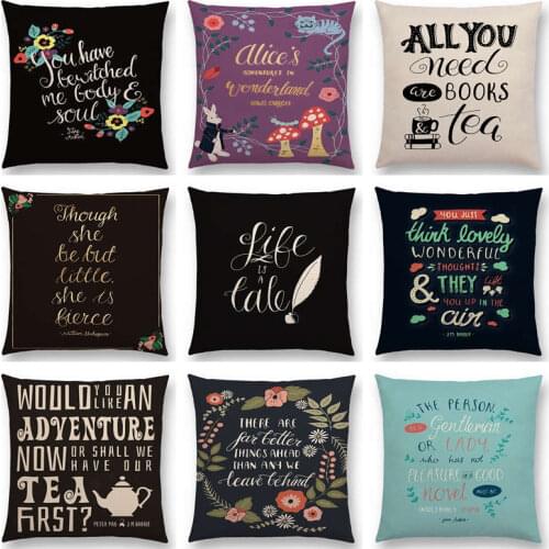 Hot Sale Decorative Letters Warm Words Flowers Good Time Tea Reading Books Rose Life Meaning Saying Cushion Sofa Throw Pillow