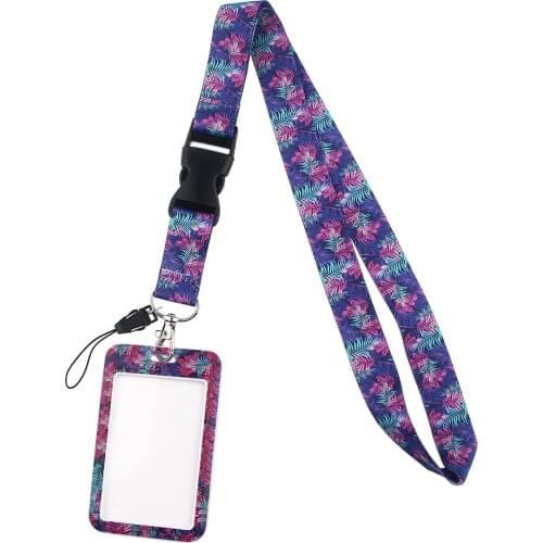 JF352 New Fashion Purple Leaves Neck Strap for key ID Card Gym Phone USB Badge Holder DIY Hanging Rope Lanyard