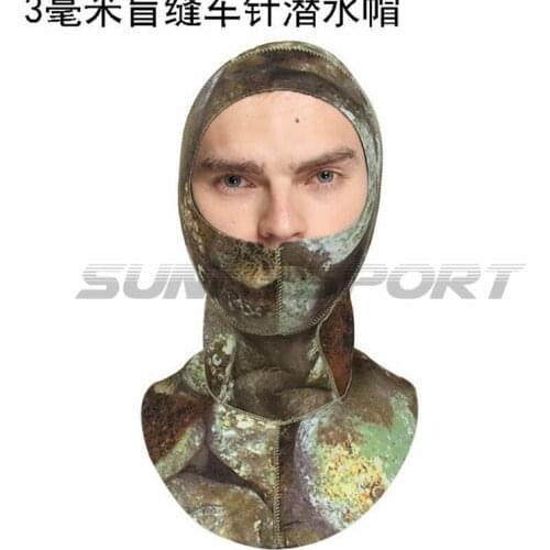 3mm camouflage heavy diving suit, headgear, waterproof, thermal insulation, neoprene, blind sewing line, mens diving cap
