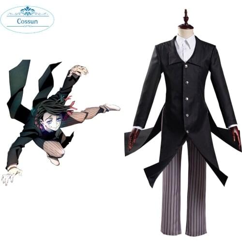 Anime Demon Slayer Cosplay Kimetsu no Yaiba Enmu Cosplay Costume Black Uniform Suit Halloween Carnival Outfits