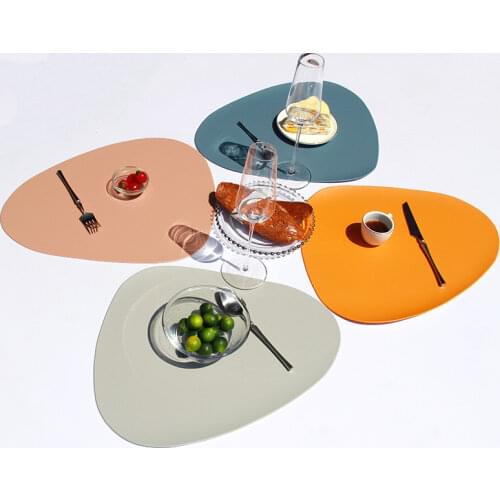 2/3/4PCS Place Mat Tableware Pad Placemat Table Mat Heat Insulation PU Leather Placemats Bowl Coaster Kitchen Non-Slip