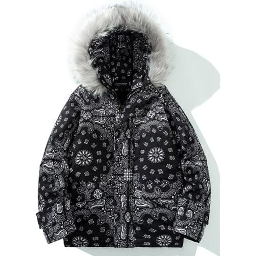 2021 Winter Cotton-Padded Clothes Jacket Men Removable Fur Collar Parkas Fashion Cashew Hooded Coats Thicken Outerwear Tops Male