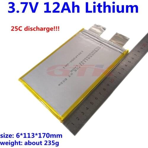 GTK 25C high rate discharge rechargeable 3.7V 12Ah lithium battery 3.7V 11Ah cells for 12v 24v 48v Model aircraft boat toys