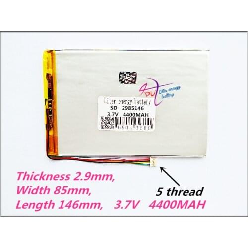 5 thread 2985146 3.7V 4400MAH Lithium polymer Battery with Protection Board For Tablet PC Rechargeable batteries