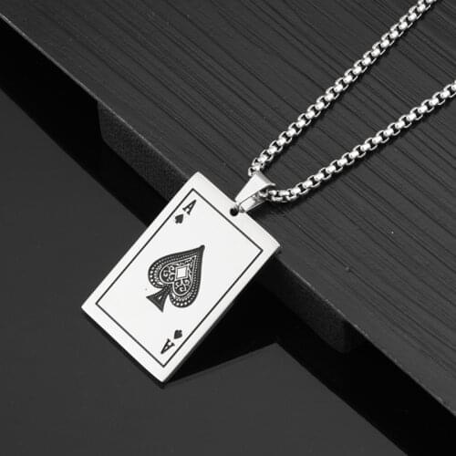 Fashion Personality Pendant Ace of Spades Poker Jewelry Hip-Hop Sweater Chain Design Geometric Necklaces Gothic Prom Accessories