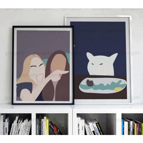 Cartoon Meme Joke Stalk Abstract Art Canvas Painting Living Room Bedroom Cafe Internet Cafe Wall Decoration Printing Fun Poster