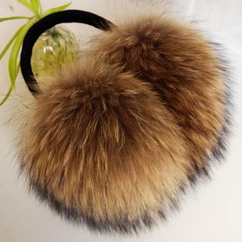 2020 new FXFURS Oversized really big raccoon fur earmuffs Korean real fur earmuffs lovely personality plush fur ear cover warm