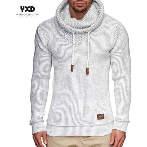 New Brand Men clothes Man Pullover Sweater Men Casual Mans Sweaters Jumper Man Solid Thick Warm Stacker collar Knitted Sweater
